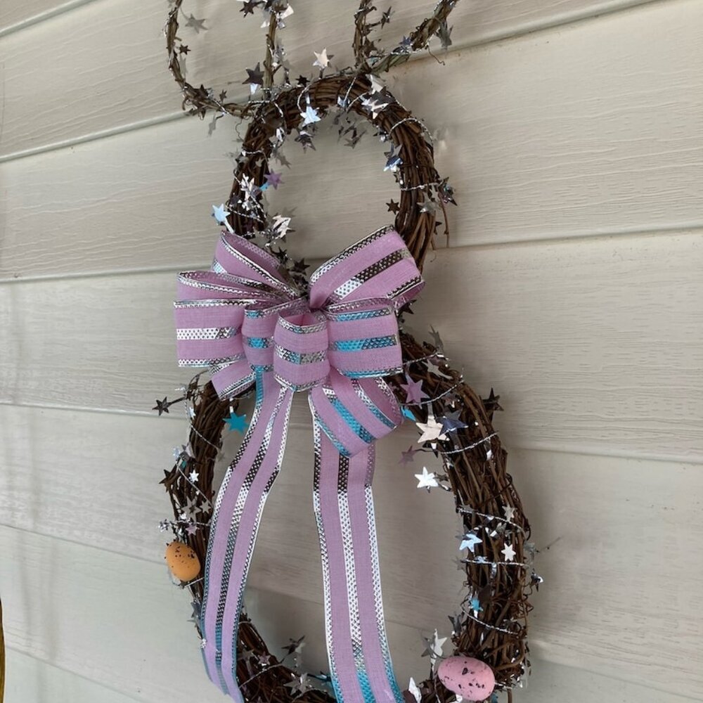 🐰 Pastel Bunny Grapevine Wreath – Easter Door Charm - Picture 2 of 10